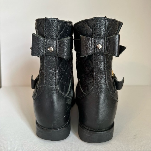 Kate Spade Quilted Samara Moto Chunky Black Ankle Boots - Size 6.5 - Picture 8 of 15